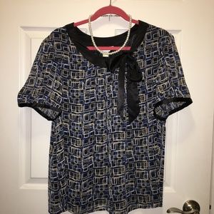 C.J. Banks Short Sleve Bow Tie Blouse - 1X